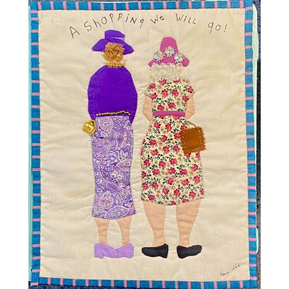 Vintage Retro 1998 Signed Handmade Wall Art Wall Hanging Tapestry  Applique 3D